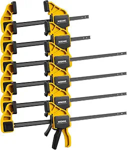 6-Pack Wood Clamps 4Pcs 12in & 2Pcs 6in for Woodworking