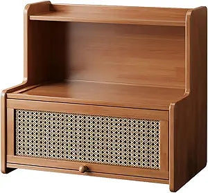 3-Tier Countertop Organizer Rack, Amber Frosted Acrylic Storage Shelf for Coffee Mugs, Tea Cups, Drinkware, Makeup & Kitchen Essentials, Freestanding Tabletop Display Stand, 50cm, Brown