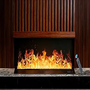 Water Vapor Fireplace Atomized Fake Fire, Recessed Electric Fireplace Humidifier Touchable Atomized Flame Equipped with Remote Control, Adjustable Flame Humidifying Atomization Chimeneas Falsas 31inch