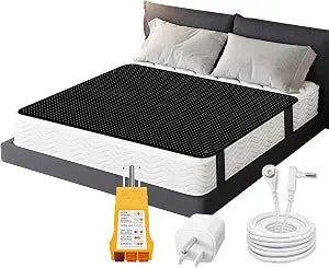 Grounding Mat for Bed, Conductive Carbon Fiber PU Leather Grounding Mattress Pad 54"x78" with Outlet Tester,Adapter,Cord