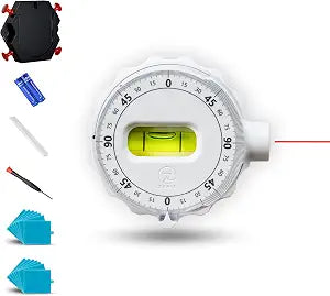 ZANIS Multi Surface Laser Level Wall-Mountable with Pins, Screws, or Sticky Pads Dual Dials with Bubble Level Precision Tool for Hanging Pictures, Shelves, and DIY Projects
