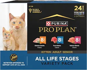 Purina Pro Plan High Protein Wet Cat Food Pate All Life Stages Classic Entree Variety Pack