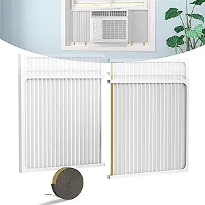 Window Air Conditioner Side Panel with Adjustable Frame, Universal Window AC Accordion Filler Kit for Window Units 5000~14000 Btu, Window AC Insulation Side Panels with Frame