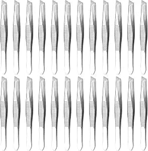 Bulk Tweezers First Aid Kit 24 Pcs, 3.5 In Stainless Steel Slant Tips