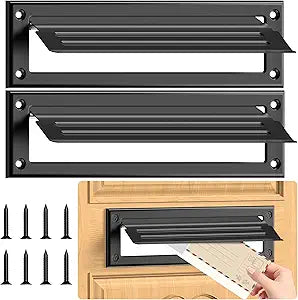 13 inch Mail Slot for Front Door, Stainless Steel Mail Slot Cover, Easy to Install, 1 Pack, 13"3.7", Black