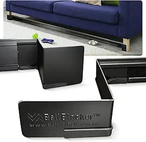 *New & Improved* Ball Blocker Under the couch blocker - Made in the USA - Adjustable Furniture Gap Blocker 26 Ft Length, No-Tool Install - Stops Toys & Pet Balls from Rolling Under Couch - Black (2")