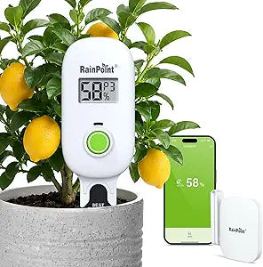RAINPOINT Smart Digital Wireless Plant Moisture Meter Houseplants Indoor WiFi Hub Kit with Low/High Moisture Alert,Real-time Monitor Hygrometer Sensor Outdoor Gardening Push Notification&Email