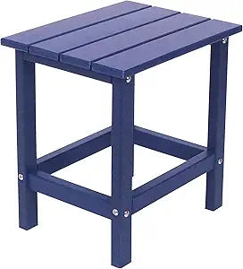 AMILY HDPE Outdoor Adirondack Side Table, Weather Resistant Patio End Table, Heavy Duty Rectangle Side Table for Garden, Balcony, Poolside, Easy Assembly (Blue)