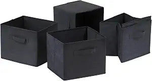 Winsome Capri Fabric Storage Bins, Black, 4 Piece