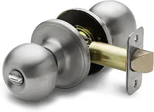 Copper Creek Privacy Interior Door Knob ANSI Grade-3 Certified, Modern Heavy Duty Handle, Easy Install and Reversible for Bedroom, Bathroom & Closets Satin Stainless (1 Pack)