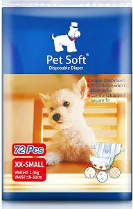 Pet Soft Dog Diapers Female - Disposable Puppy Diapers, Cat Diaper 72pcs XXSmall