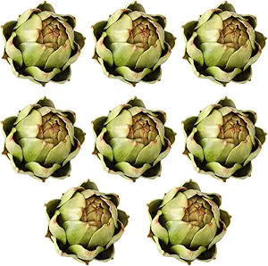 GiftYou 8-Pack Large Green Faux Artichokes - Artificial Vegetables and Fake Fruits for Kitchen Decorations (Green)