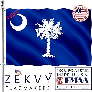 South Carolina Flag 4x6 Outdoor Made in USA - Double Sided Heavy Duty Vivid Color South Carolina SC Flags with 2 Brass Grommet