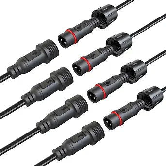 Waterproof Connectors 2 Wire,18AWG Male Female Plug LED Connector with 2Pin Waterproof Connectors,IP68 20CM Extension Cable for Car, Truck, Boat,LED Strip Lights,(4Pairs)