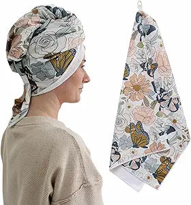 Microfiber Hair Towel Wrap for Women - Anti-Frizz Quick Dry Hair Wrap for Long Hair - Hair Towels for Women, Hair Drying Towel Wrap - Floral Butterfly
