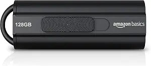 Amazon Basics 128 GB Ultra Fast USB 3.1 Flash Drive, Retractable, High-Speed Data Transfer Storage Device, Black