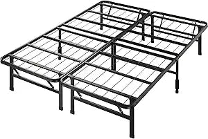 Zinus SmartBase Tool-Free Assembly Mattress Foundation, 14 Inch Metal Platform Bed Frame, No Box Spring Needed, Sturdy Steel Frame, Underbed Storage, Black, Queen