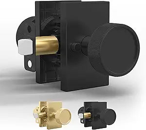Mega Handles Barton Privacy Door Knobs - 1 Pack Reversible Interior Matte Black Door Knob, Heavy Duty Bed and Bath Door Knobs with Privacy Lock, Fits All Standard Door Sizes - Matte Black