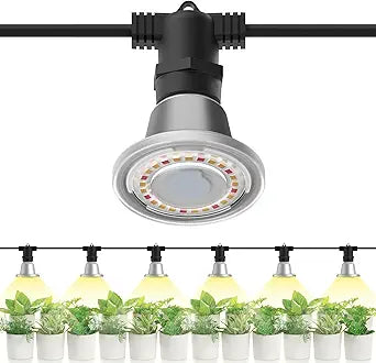 SANSI Hanging Grow Light String for Indoor Outdoor Plants, 6 LED Grow Light Bulbs 72W with Optical Lens for High PPFD, IP65 Waterproof Plant Grow Lamp for Greenhouse Garden (Upgraded)