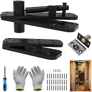 Hidden Pivot Hinge for Secret & Bookcase Doors 570LB Heavy Duty Invisible Door Hinge, Silent 360 Rotation, Murphy Door & Hidden Door Hardware Kit, DIY Friendly (Black, 2 Pack)