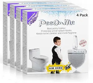 Toilet Clip-On Splash Guard & Deodorizer Reduces Urine Splash-Back, In-Bowl Odor Control, Long-Lasting Fresh Scent, Turns Water Blue, Fits Most Toilets (4 Pack, Lavender)