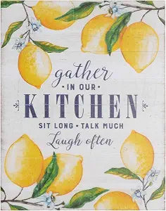 Creative Co-Op Gather in Our Kitchen Wood Wall Dcor with Lemons