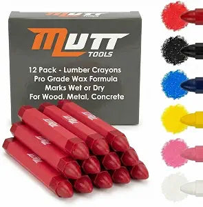 Mutt Tools Red Lumber Crayons 12 Pack - Construction Crayon