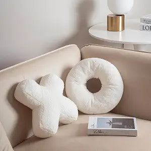 XO Pillow Plush, White Throw Pillows Valentine's Day Decorative Hugs and Kisses, Cute Pillows Romantic Home Dcor for Sofa, Bedroom, Living Room 12.5x12.5 Inch Set of 2