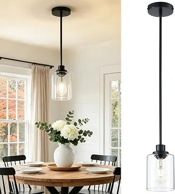 SKEJAO Pendant Lights Kitchen Island,Matte Black Hanging Light (1 Pack)