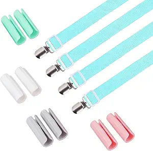 Combo Bed Sheet Grippers, 8 Bed Sheet Holders and 4 Bed Sheet Straps, Adjustable Multi-Purpose Bed Sheet Clips, Double Fixation Effect, Non-Damaging to Sheets (Blue+8pcs)