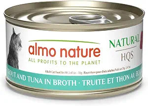 almo nature HQS Natural Wet Cat Food Trout and Tuna in Broth, Grain-Free, 2.47 oz (Pack of 24)