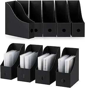 Geyee 12 Pack Magazine File Holder Plastic Desk Organizer Magazine Holder Storage Heavy Duty File Boxes for Home Storage and Office Organization(Black)