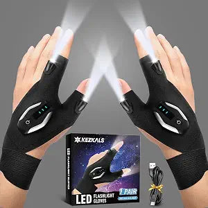 KEZKALS Stocking Stuffers for Adults Men Rechargeable Flashlight Gloves