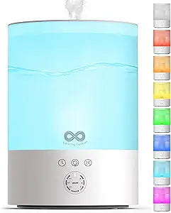 Everlasting Comfort 2.5L Top Fill Humidifier for Bedroom Γ Quiet, Easy to Fill & Clean, 24HR Runtime, Night Lights, Timer, Ultrasonic Cool Mist, Auto Shut-Off for Indoor Use - White