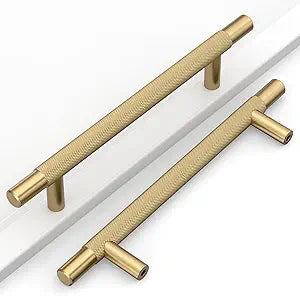 10 Pack 5"(128mm) Champagne Bronze Cabinet Pulls Knurled Kitchen Cabinet Handles Champagne Drawer Pulls Cupboard Hardware for Cabinets CK0088