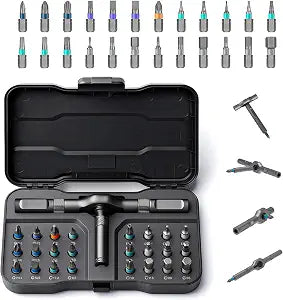 2026 New 24 in 1 Magnetic Ratchet Screwdriver Set, DIY Screwdriver Set with Detachable Handle, Portable Compact Repair Tool Kit for Furniture Laptop Electronicsv Bicycle