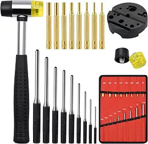 22pcs Pin Punch Set, Including Universal Block, Brass Pin Punches