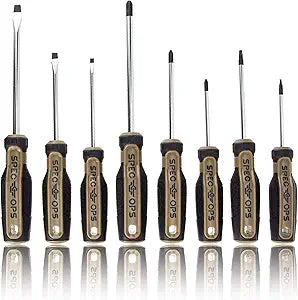 Spec Ops Tools 8-Piece Screwdriver Set, Phillips, Slotted, Square, Magentic Tip, Cr-Mo Steel Shaft