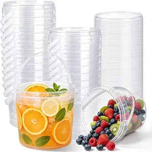 20 Pack 50 oz Clear Buckets with Lids and Handle Food Frade Plastic Bucket