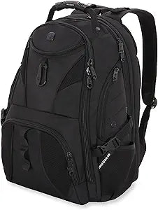 SwissGear 1900 ScanSmart 17†Laptop Backpack Black/Black Reflective Tech Backpack with ScanSmart Compartment Multiple Organizer Pockets & RFID Scan Blocking Technology