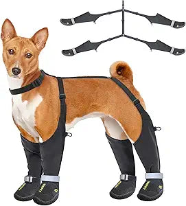 Idepet Dog Suspender Boots, Anti-Slip & Fall Waterproof Tall Shoes Legging for Small Medium Dog, Adjustable Suspender Boots for Winter Snow Rain Hiking Paws Protector 1