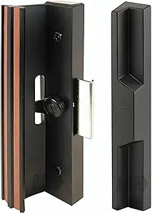 Diecast Sliding Door Handle Set Anodized Black Extruded Aluminum Inside Pull Painted Black Diecast Pull - Clamp Latch w/Metal Activator | Sliding Patio Glass Door Handle (DH-250)