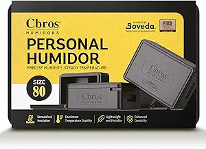 Cbros Humidor 69% Two- Way Humidity Control Box Powered by Boveda, Moisture Absorber, Maintain Freshness and Consistent Temperature Size (Size 80)