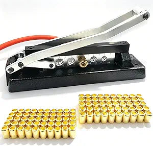 Heavy Duty Bench Hose Crimper for 1/4, 5/16, 3/8in ID Hoses, Hose Crimping Tool with 100 Ferrules Fittings (50x 0.593" ID& 50x 0.625" ID), Air Hose Repair Kit, Air Hose Crimper, Torch Hose Repair Kit
