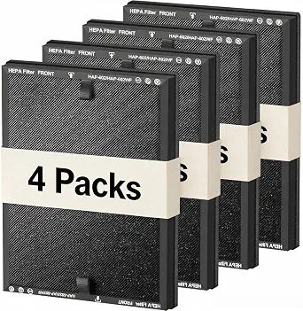 4Pack HAP602 Replacement Filter Compatible with ECOSELF HAP602 HAP602WF Air Purifier, 3-in-1 Composite HEPA Activated Carbon Pre-Filter, Black