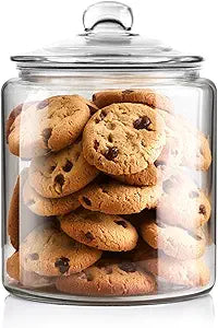Masthome 1 Gallon Glass Cookie Jar with Airtight Lid, Large Clear Glass Storage Canister, Wide Mouth Food Storage Container for Pantry, Kitchen, Flour, Sugar, Pasta, Cookies, Candy, Dog Treats