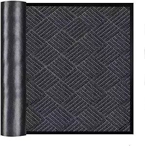 Commercial-Grade Entrance Mat Heavy Duty Dirt Trapper Doormat with Rubber Border Low Profile Commercial Entryway Rugs for Entryway Indoor Outdoor,(Grey-3' x 5')