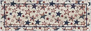 Artoid Mode America Stars Memorial Day Runner Rug, 4th of July Patriotic Home Decor Low-Profile Non-Slip Washable Area Rug for Entryway Bedroom Kitchen Laundry Room Indoor 2x6 Feet