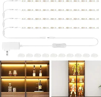 WOBANE LED Shelf Light, 4PCS 20inch Pre-Cut Strip Bars Warm White