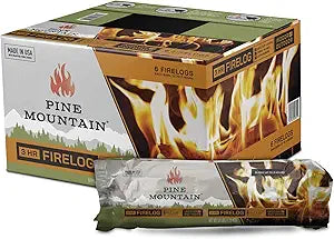 Pine Mountain 100% Natural Classic Firelog, 3-Hour Burn Time, 6 Logs, Green